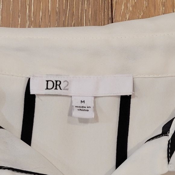 Daniel Rainn DR2 Striped Tie Front Blouse Long Sleeve Button Down Casual Top M - Picture 5 of 8